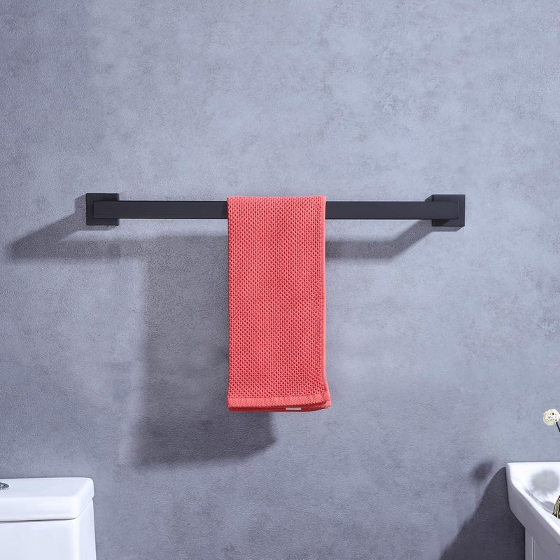 LANC 24 Inch Bath Towel Bar for Bathroom Wall Mounted, Matte Black Towel Hanger Square Towel Rack Stainless Steel Shower Towel Rail Towel Rod Kitchen Lavatory Hand Towel Holder, A8804MB-6P1 - Image 4